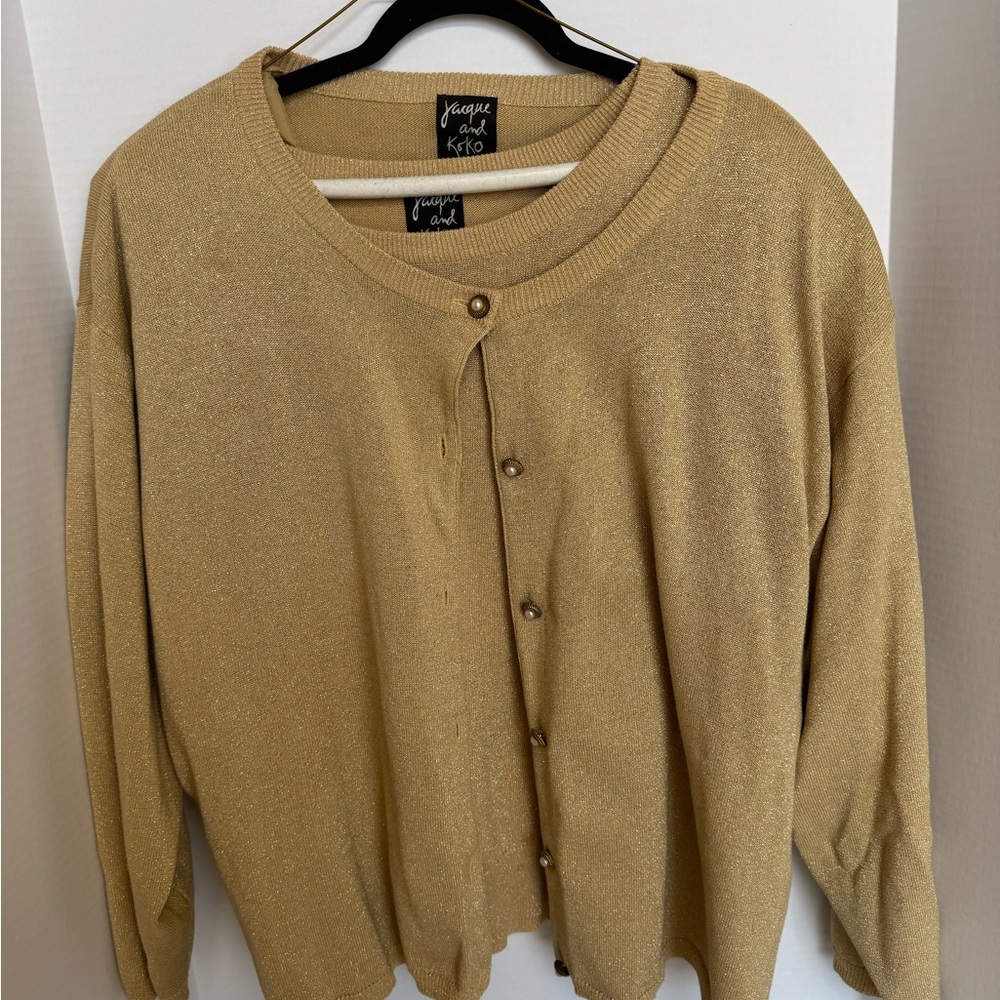 Vintage Lane Bryant Gold Relaxed Fit  Sweater Set with Round Neckline